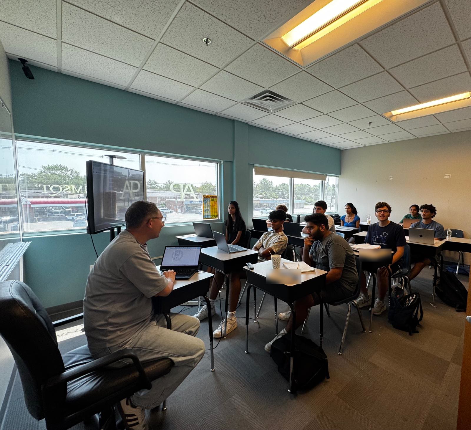 An AP class session at Y2 Academy Parsippany — an instructor teaching a small group of high school students